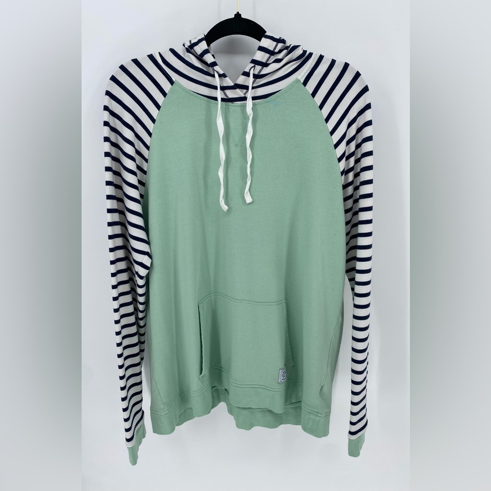 Orvis Classic Collection Mint Green Striped Pullover Hoodie Size Large